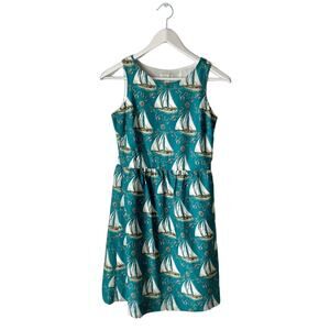 Garnet Hill  Blue Summer Sail Boat Tank Top Dress Size 2 Petite
